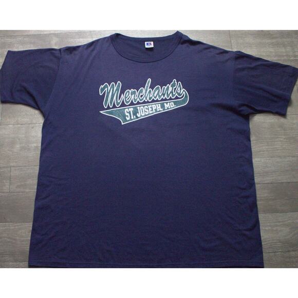 Vintage Single Stitch T Shirt Russell Athletic Size 2XL Merchants St. Joseph, Mo - Picture 2 of 4